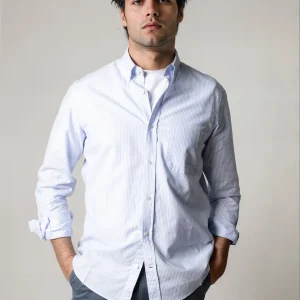 Camisa sport rayas celeste