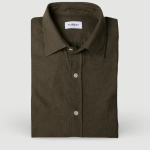 Camisa sport afranelada lisa kaki